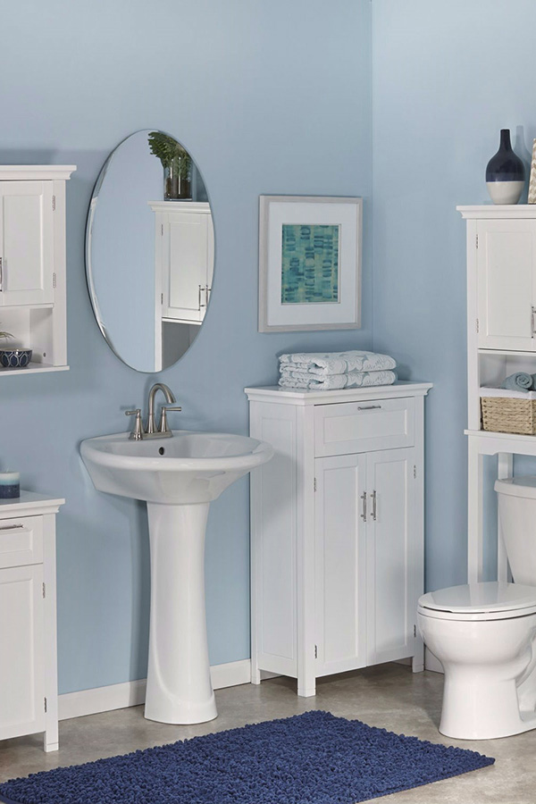 FaFurn - White Bathroom Wall Cabinet Cupboard with Open Shelf