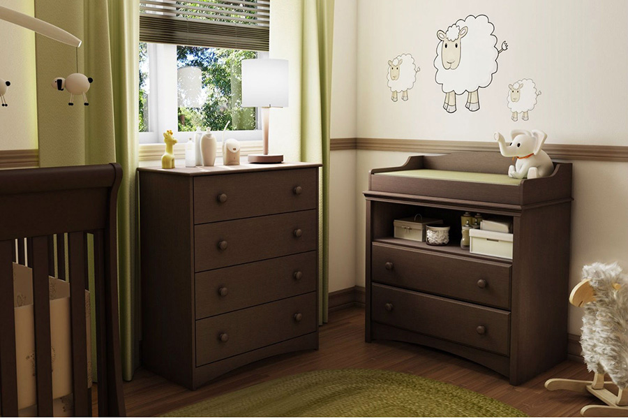 FaFurn - Baby Furniture 2 Drawer Diaper Changing Table in Espresso