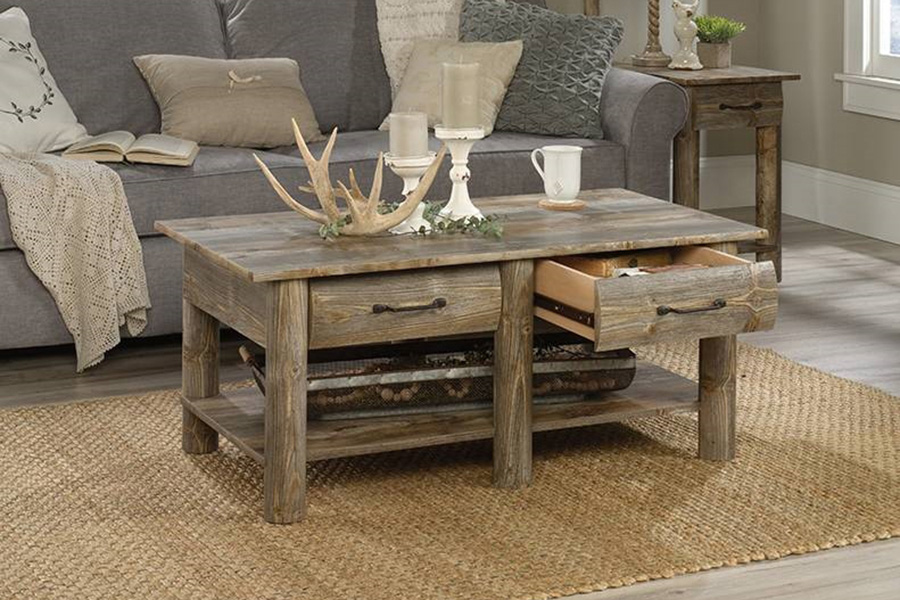 FaFurn Farmhome Lodge 2 Drawer & 2 Faux Drawers Coffee Table - Cedar