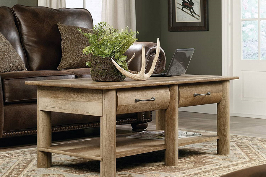 FaFurn Farmhome Lodge 2 Drawer & 2 Faux Drawers Coffee Table - Oak