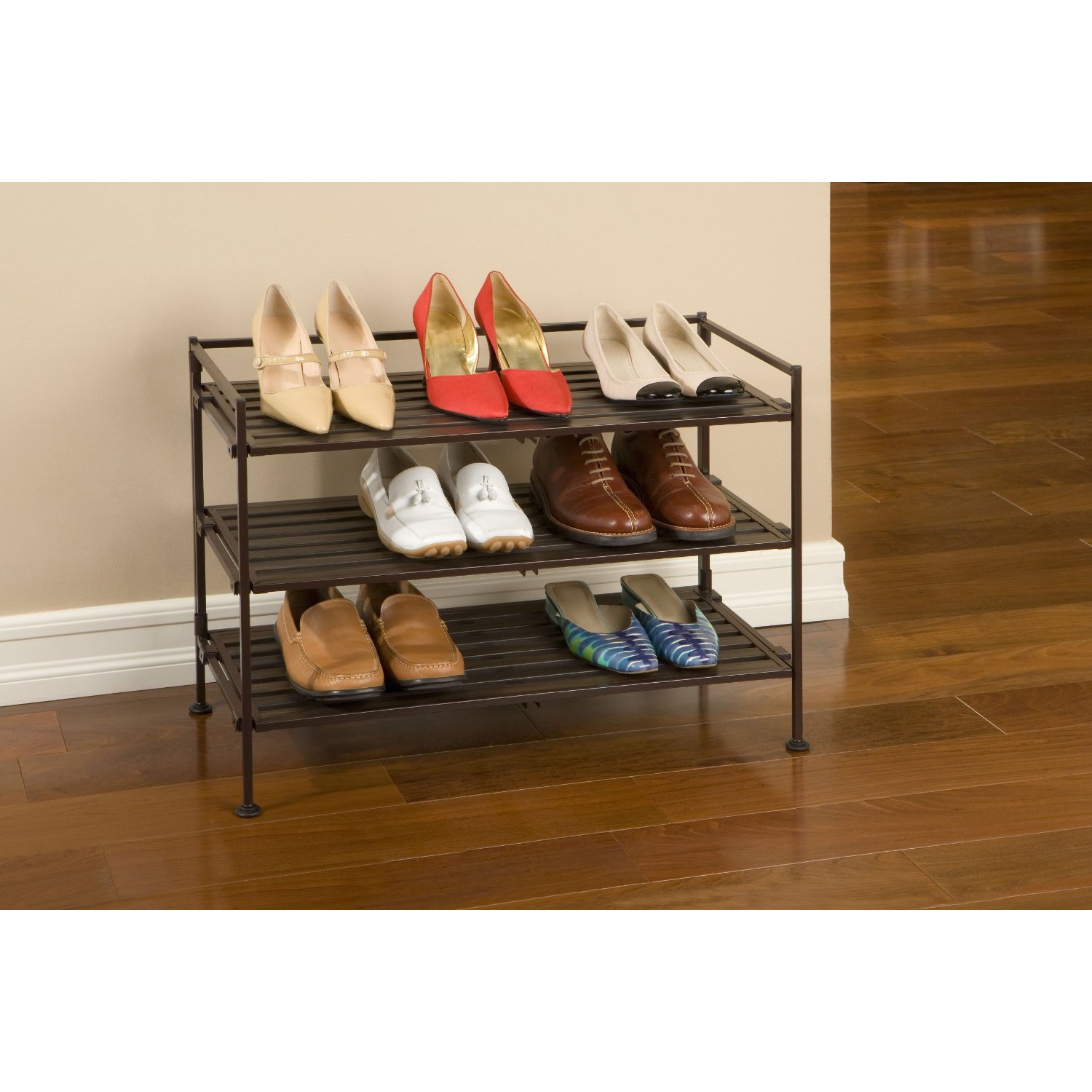 FaFurn - Classic Stackable Folding Shoe Rack in Mocha