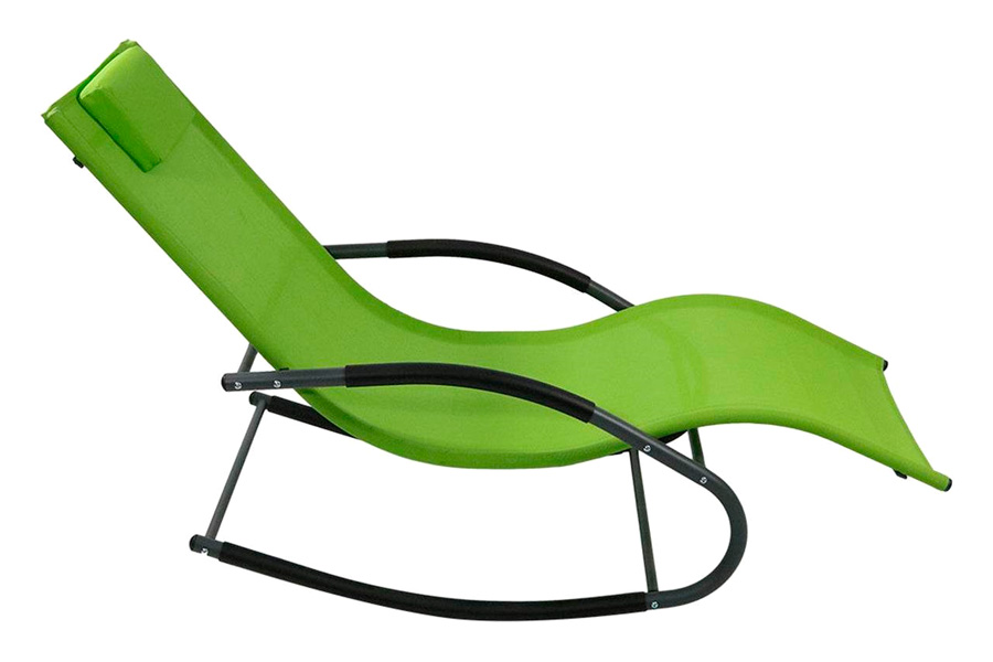 FaFurn - Outdoor Patio Rocking Chair with Pillow in Green, Polyethylene/Steel