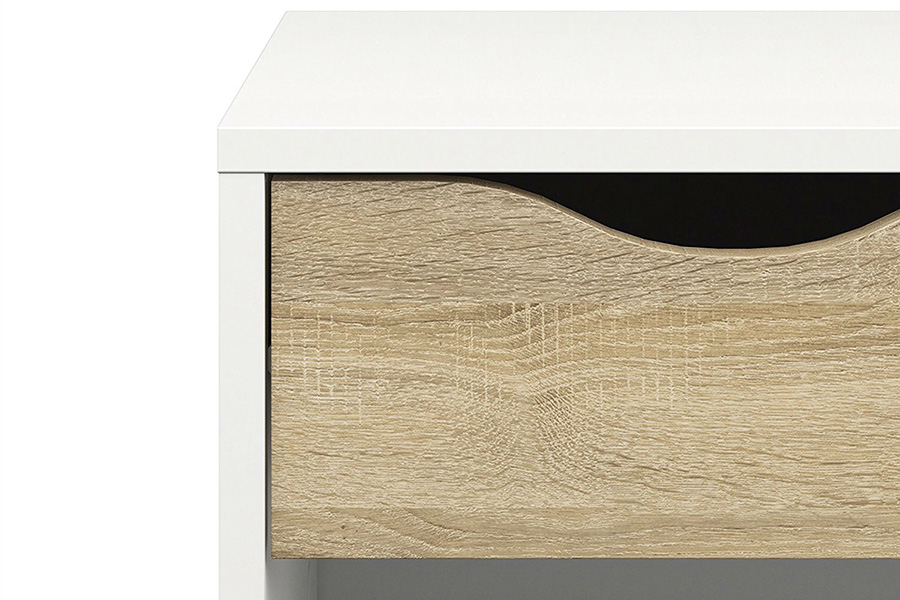 FaFurn - Modern Mid Century Style End Table Nightstand in White & Oak Finish