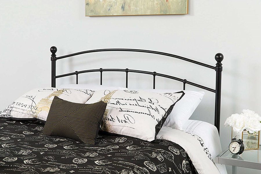 FaFurn Contemporary Classic Metal Headboard with Round Posts - Twin Size