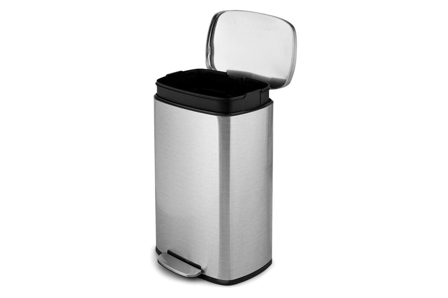 FaFurn - 13-Gallon Modern Stainless Steel Kitchen Trash Can with Foot Step Pedal Design