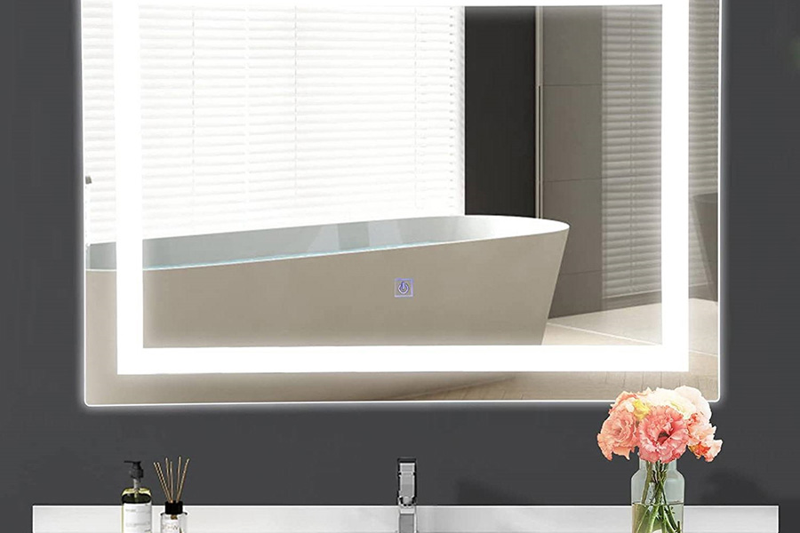 FaFurn - Modern Led Lighted Mirror Dimmable Wall-Mounted Bathroom Vanity 27 X 20 Inch