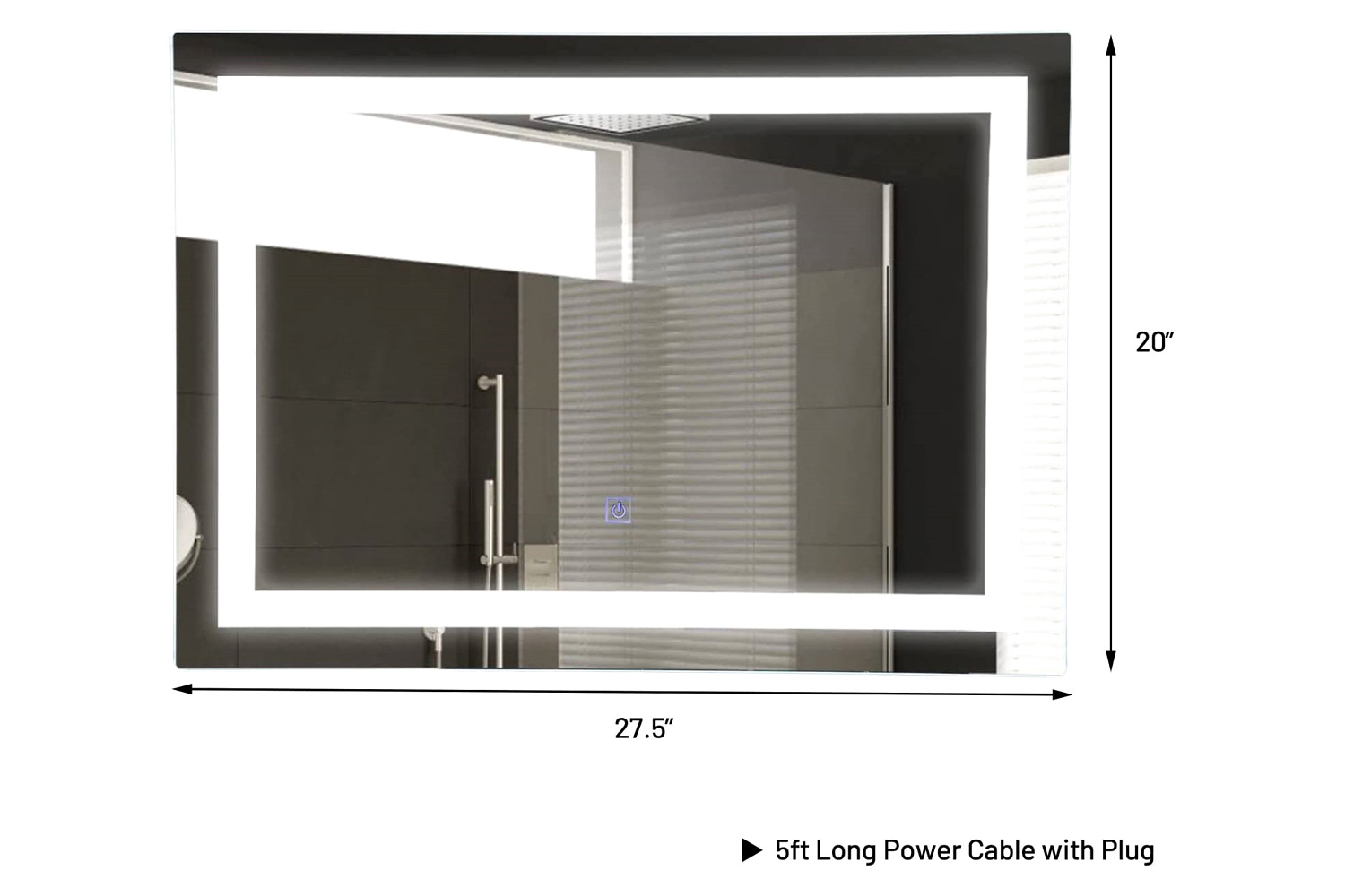 FaFurn - Modern Led Lighted Mirror Dimmable Wall-Mounted Bathroom Vanity 27 X 20 Inch