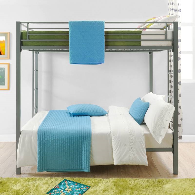 FaFurn Modern Twin Size Bunk Bed - Silver, Metal