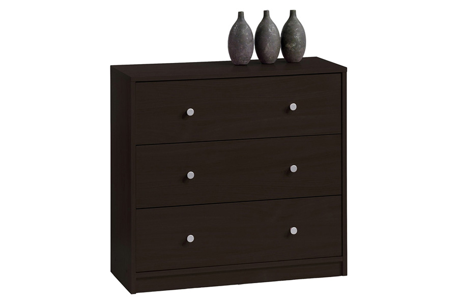 FaFurn - Modern 3-Drawer Chest Bedroom Bureau in Wood Finish