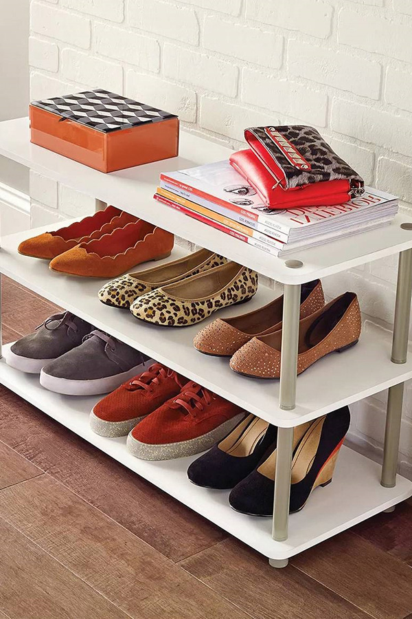 FaFurn 3-Shelf Modern Shoe Rack Holds Up To 12 Pair of Shoes - White