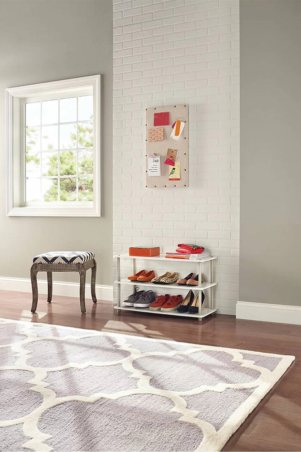 FaFurn 3-Shelf Modern Shoe Rack Holds Up To 12 Pair of Shoes - White