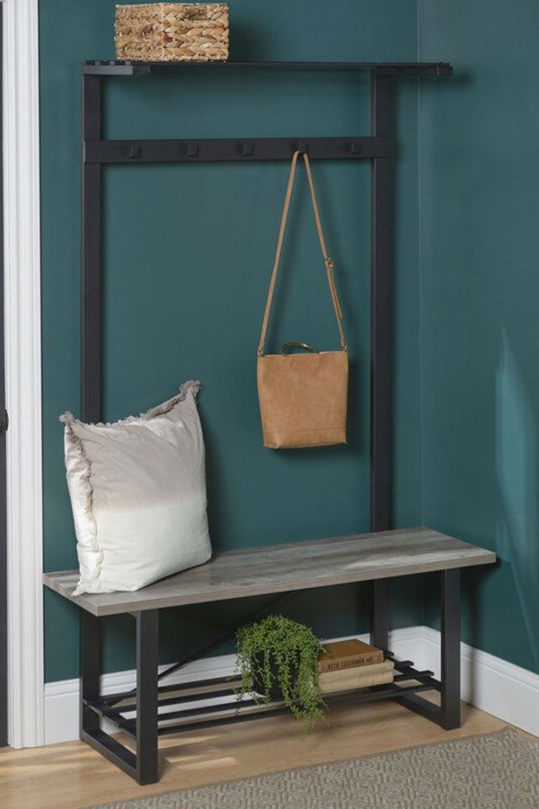 FaFurn Rustic Sturdy Metal Entryway Hall Tree Coat Rack - Gray