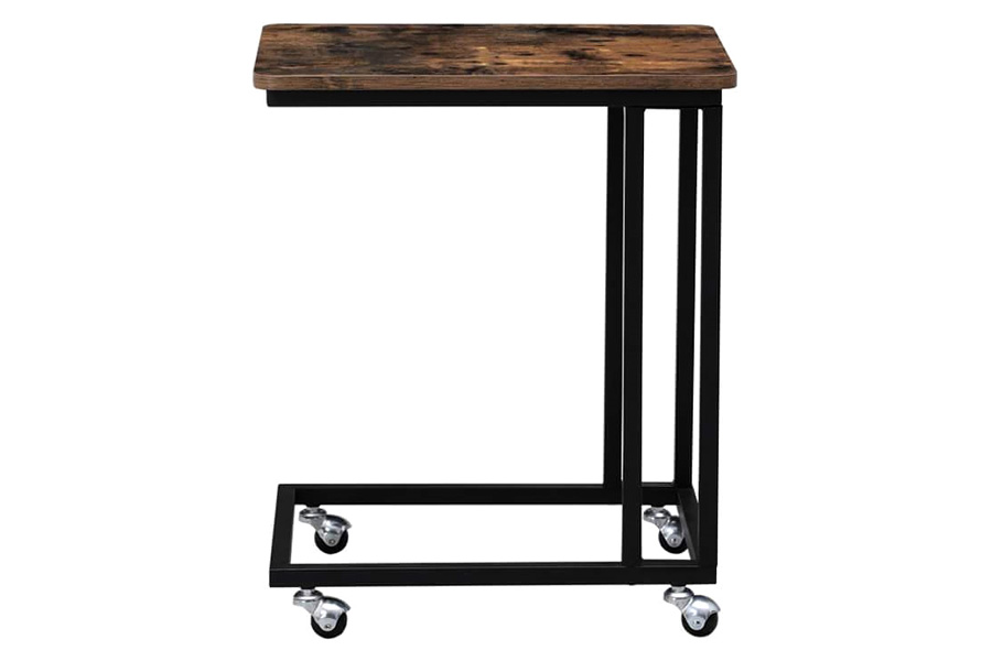 FaFurn - Modern Industrial Side Table Nightstand TV Tray On Wheels