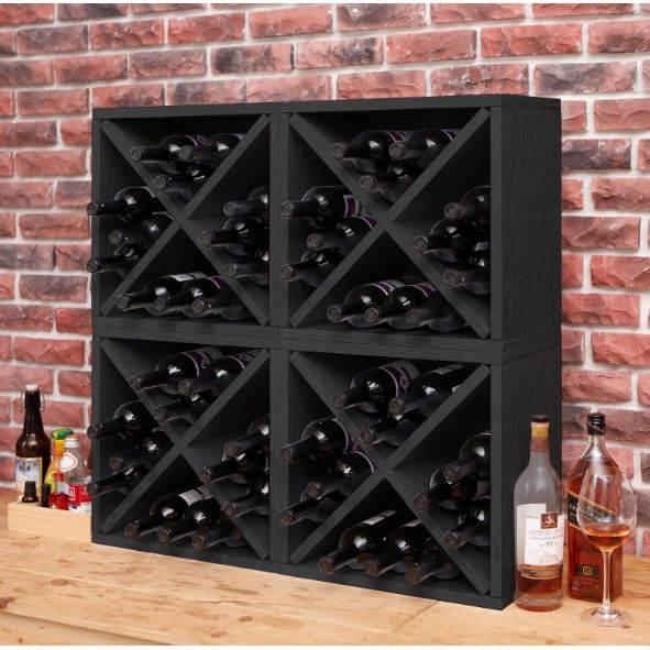 FaFurn Stackable 12 Bottle Wine Rack - Black