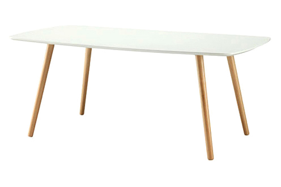FaFurn - White Top Mid-Century Coffee Table with Solid Wood Legs