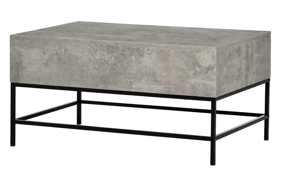 FaFurn Modern Lift Top Coffee Table W/ Hidden Storage Black Metal Legs - Gray