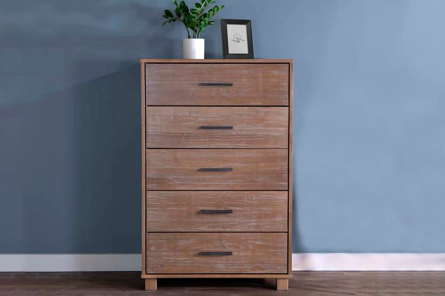FaFurn Modern Farmhouse Solid 5 Drawers Chest - Pine, Wood