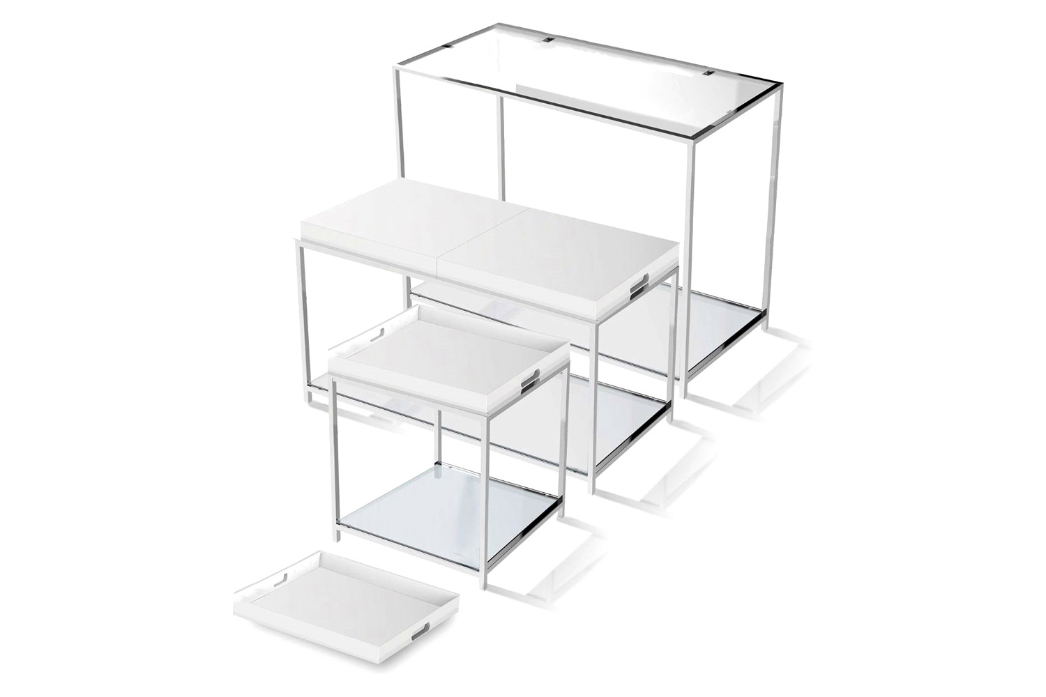 FaFurn - Modern Classic Metal End Table with White Removable Tray