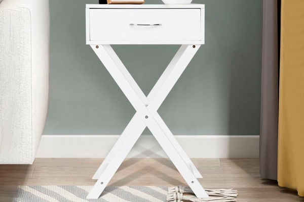 FaFurn - X-Shape 1 Drawer End Table with D-Shape Handle