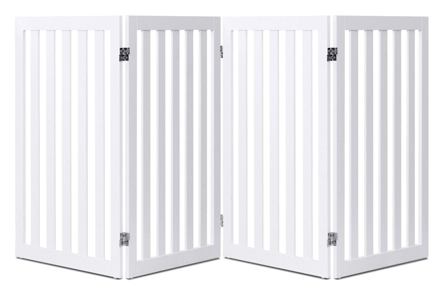 FaFurn - Folding 4-Panel Dog Gate Pet Fence in White Wood Finish