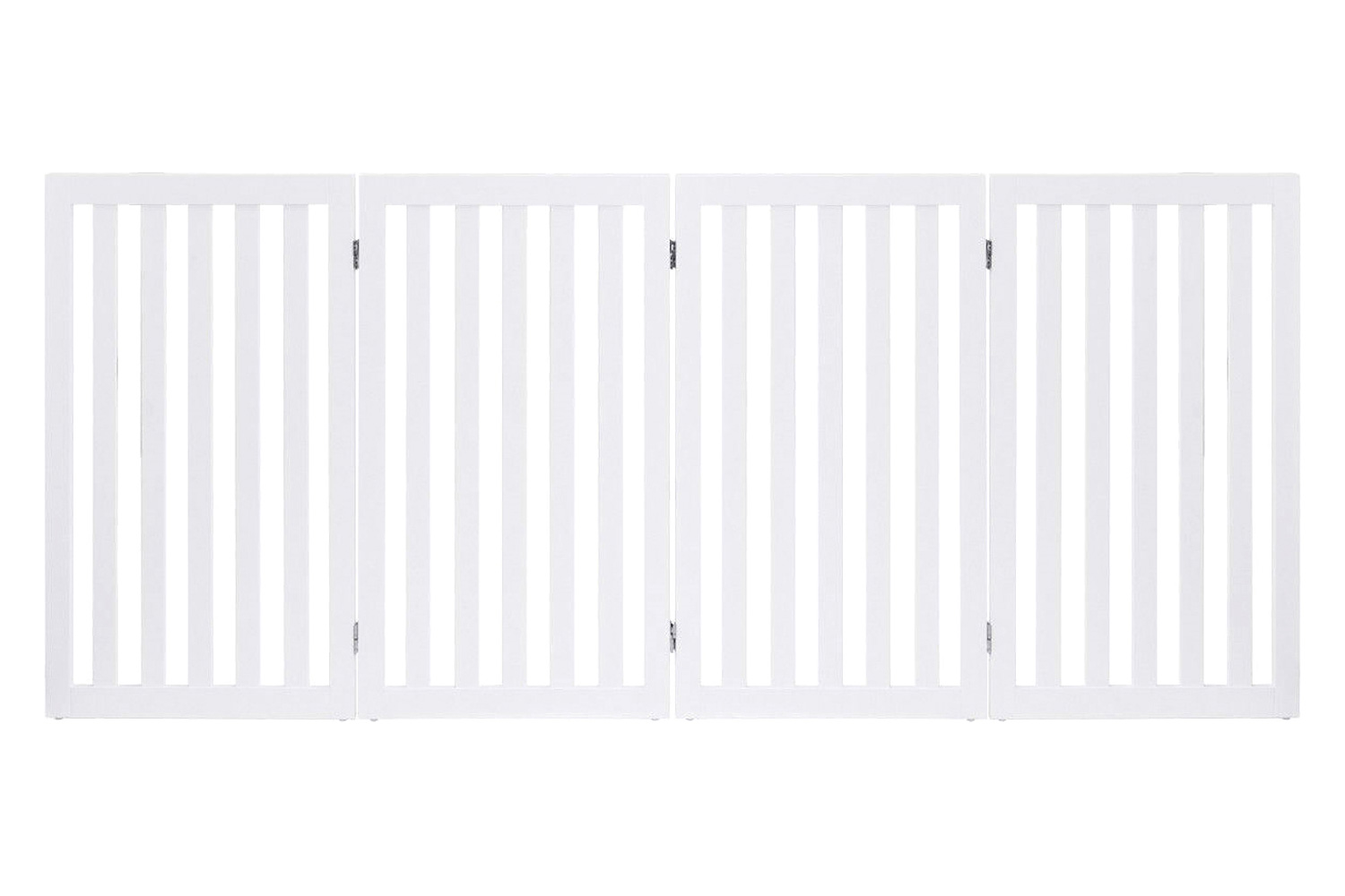FaFurn - Folding 4-Panel Dog Gate Pet Fence in White Wood Finish