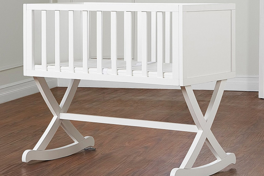 FaFurn Solid Wood Rocking Baby Glider Cradle with Crib Mattress - White