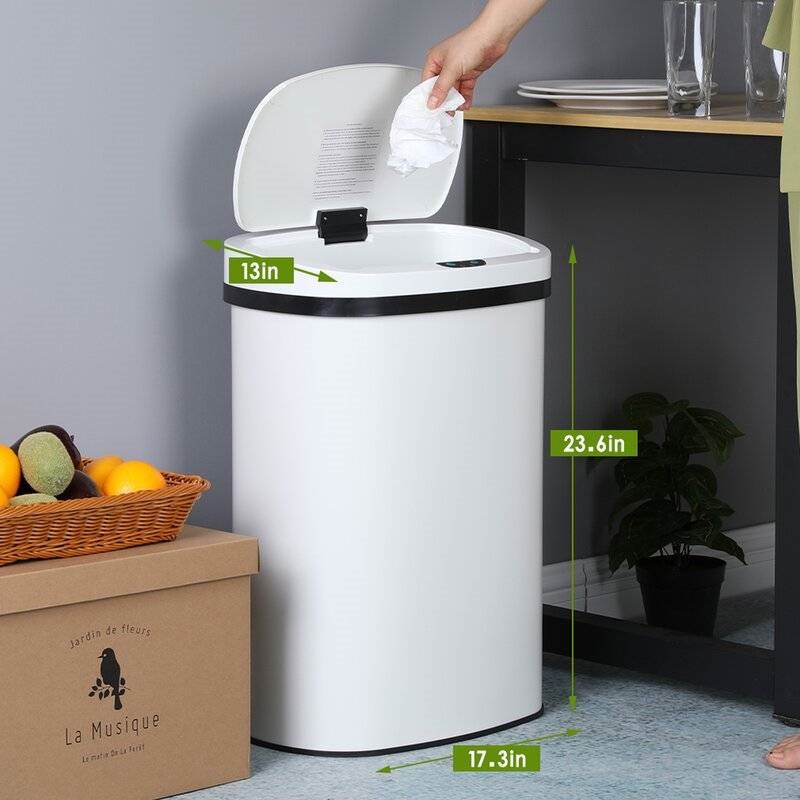 FaFurn - 13 Gallon Trash Can in White