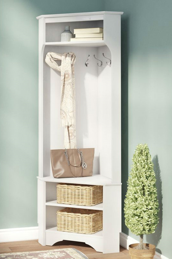 FaFurn Tall Sturdy Entryway Corner Hall Tree - White