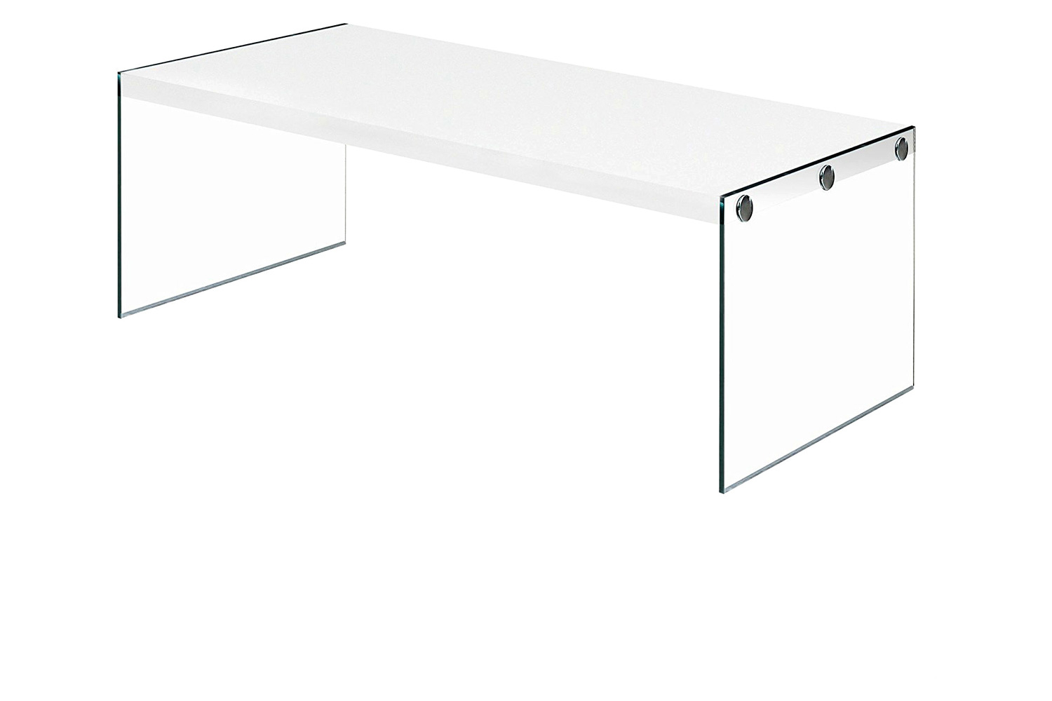FaFurn - White Modern Rectangular Coffee Table with Tempered Glass Legs