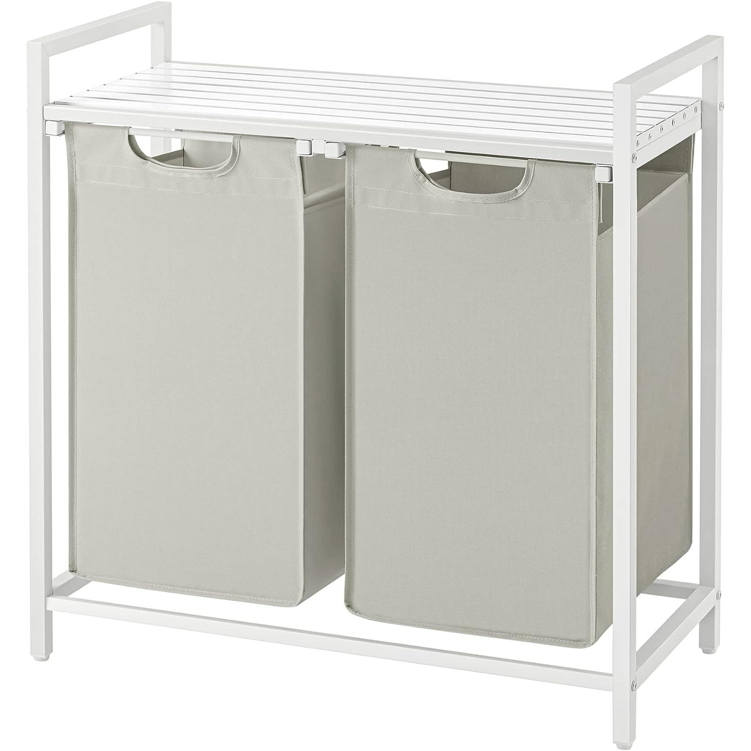 FaFurn - 2-Basket Laundry Hamper Sorter with Removable Bags and Top Storage Shelf