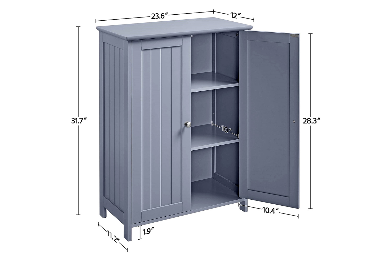 FaFurn Wood 2-Door Freestanding Bathroom Floor Cabinet - Gray