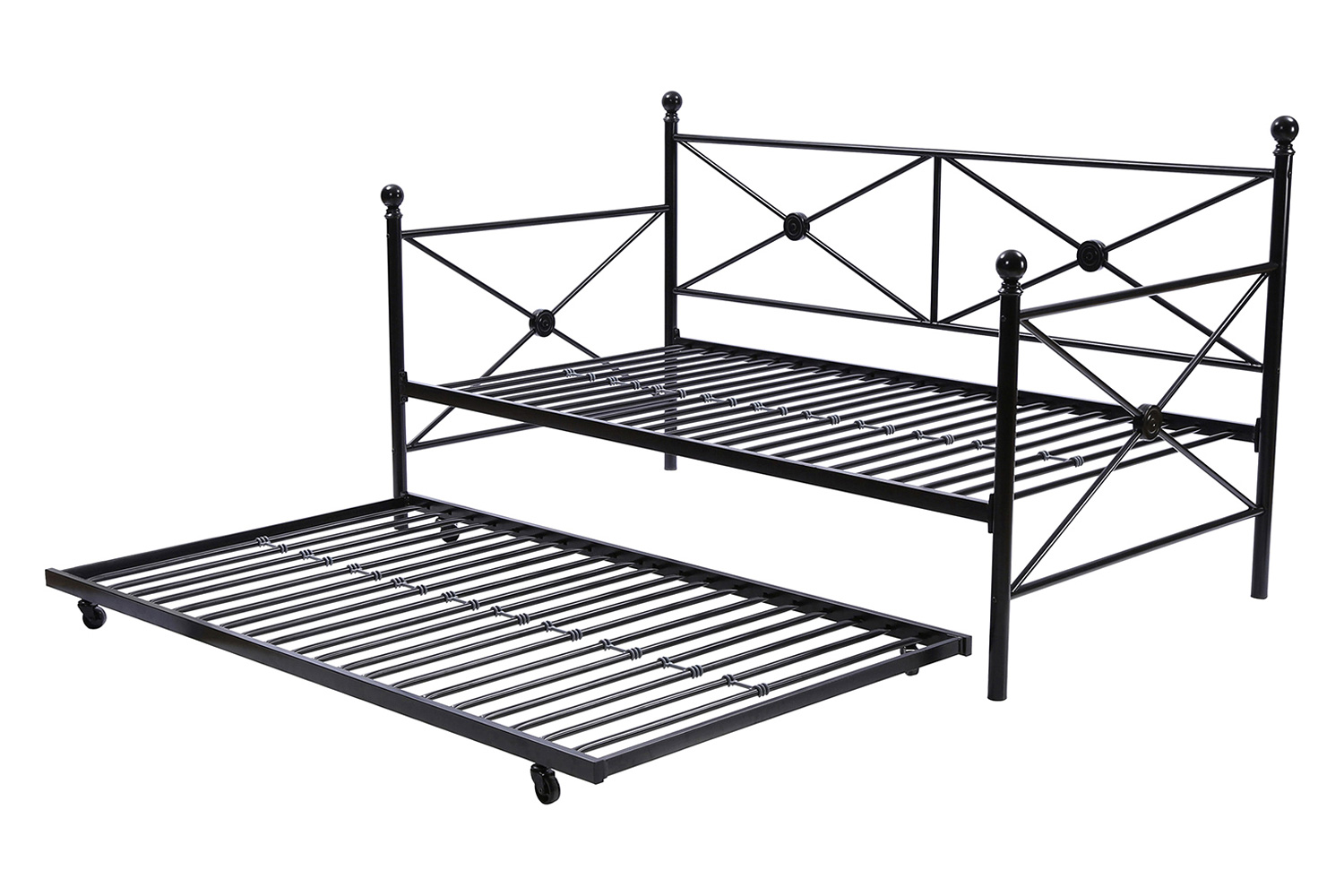 FaFurn - Twin Size Contemporary Daybed and Trundle Set in Black Metal Finish