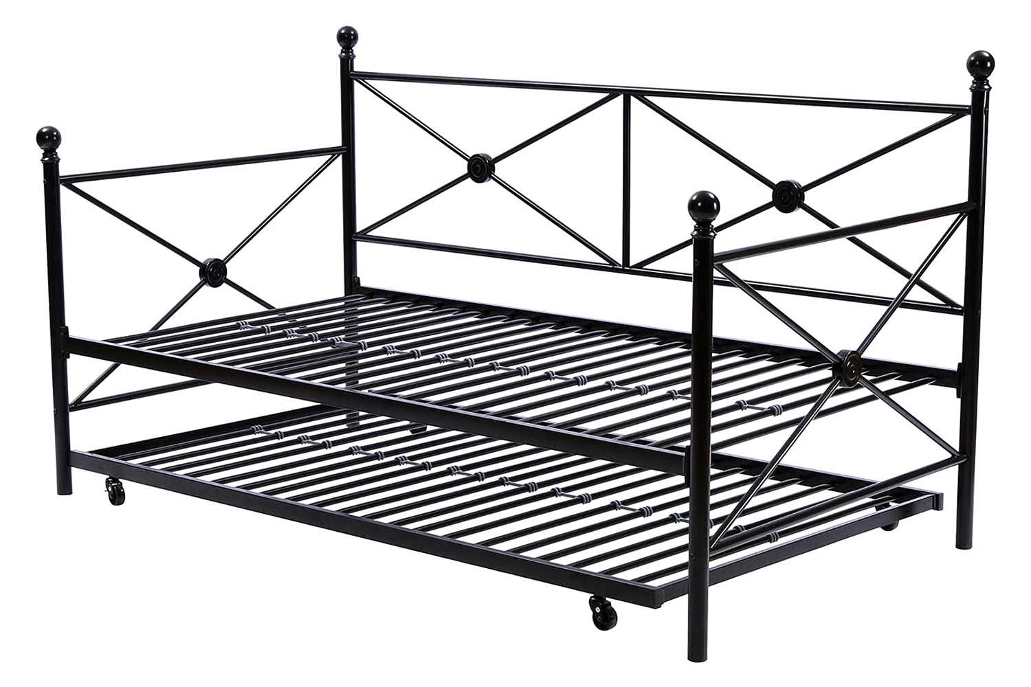 FaFurn - Twin Size Contemporary Daybed and Trundle Set in Black Metal Finish