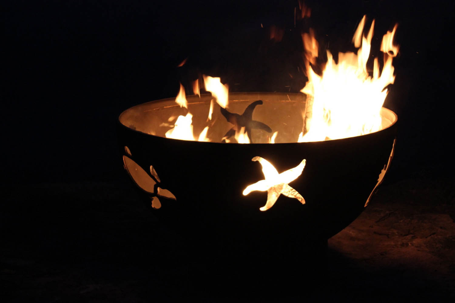 Fire Pit Art Sea Creatures Liquid Propane - Match Lit - Iron Oxide Patina