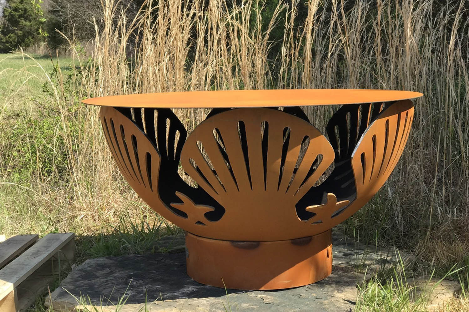 Fire Pit Art Steel Table Top 43" - Iron Oxide Patina