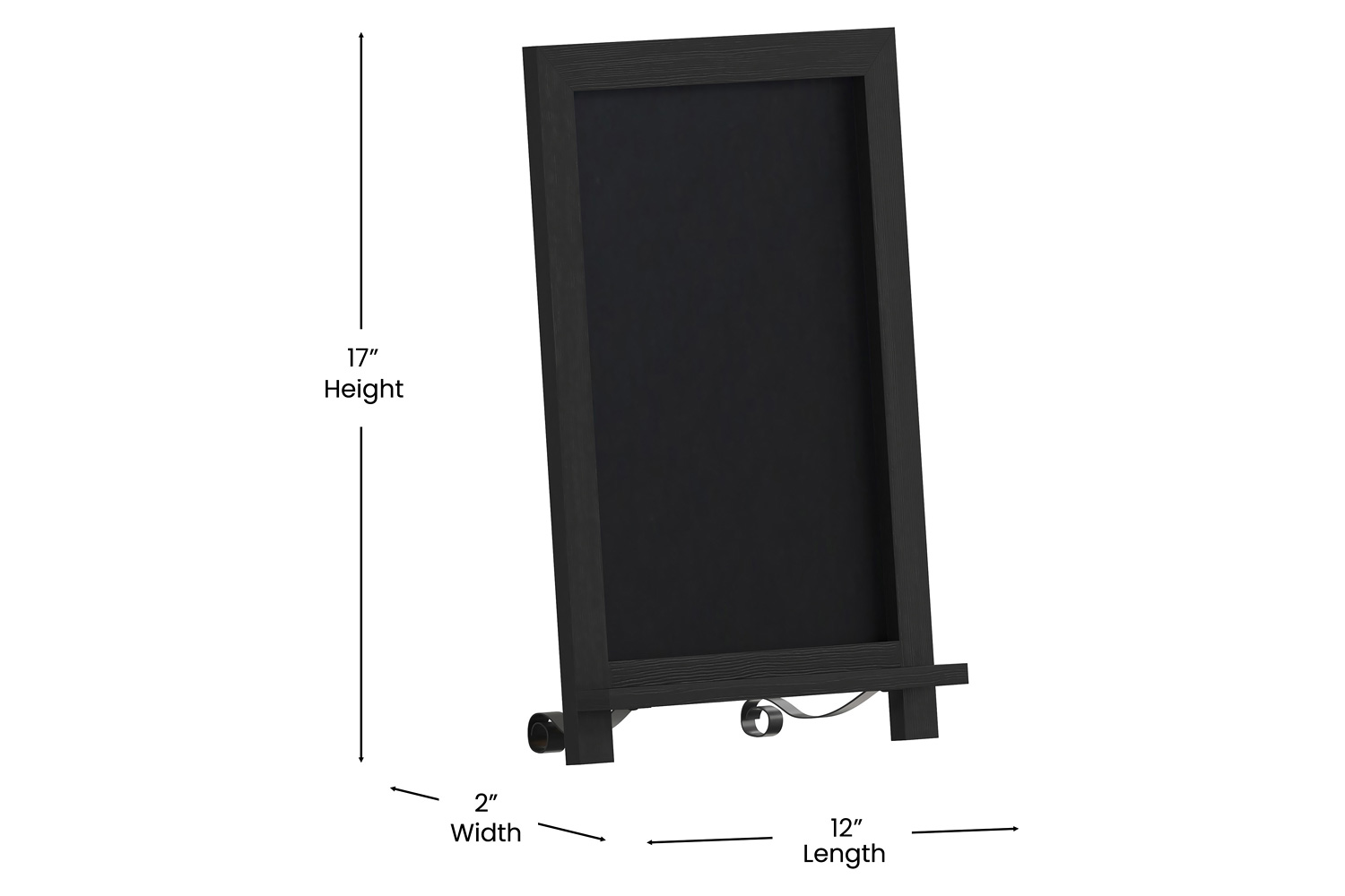 BLNK Canterbury Black Tabletop Magnetic Chalkboards with Metal Scrolled Legs Set of 10 - 12"W x 17"H