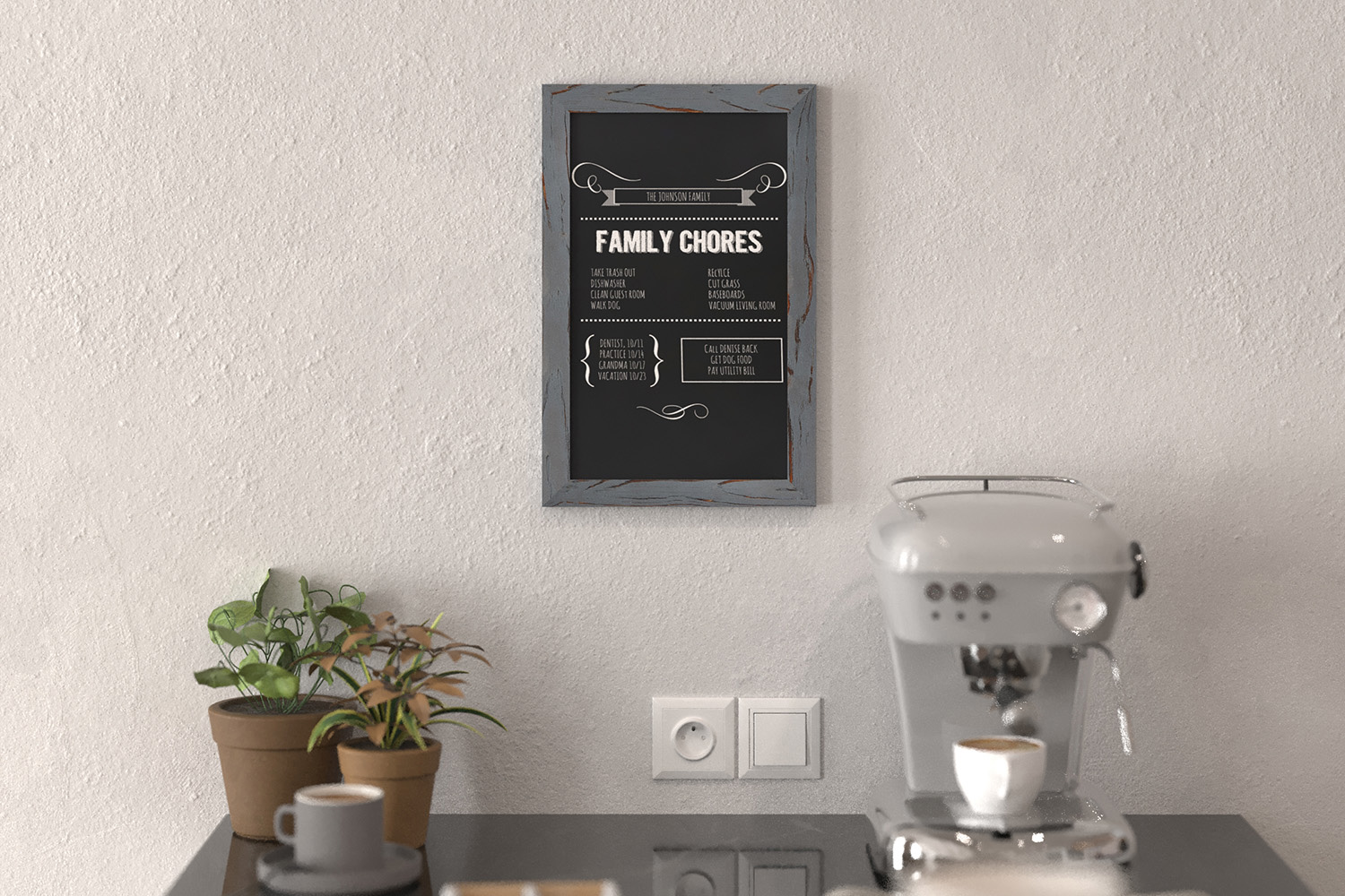 BLNK Canterbury Wall Mount Magnetic Chalkboard Sign Set of 10 - Rustic Gray