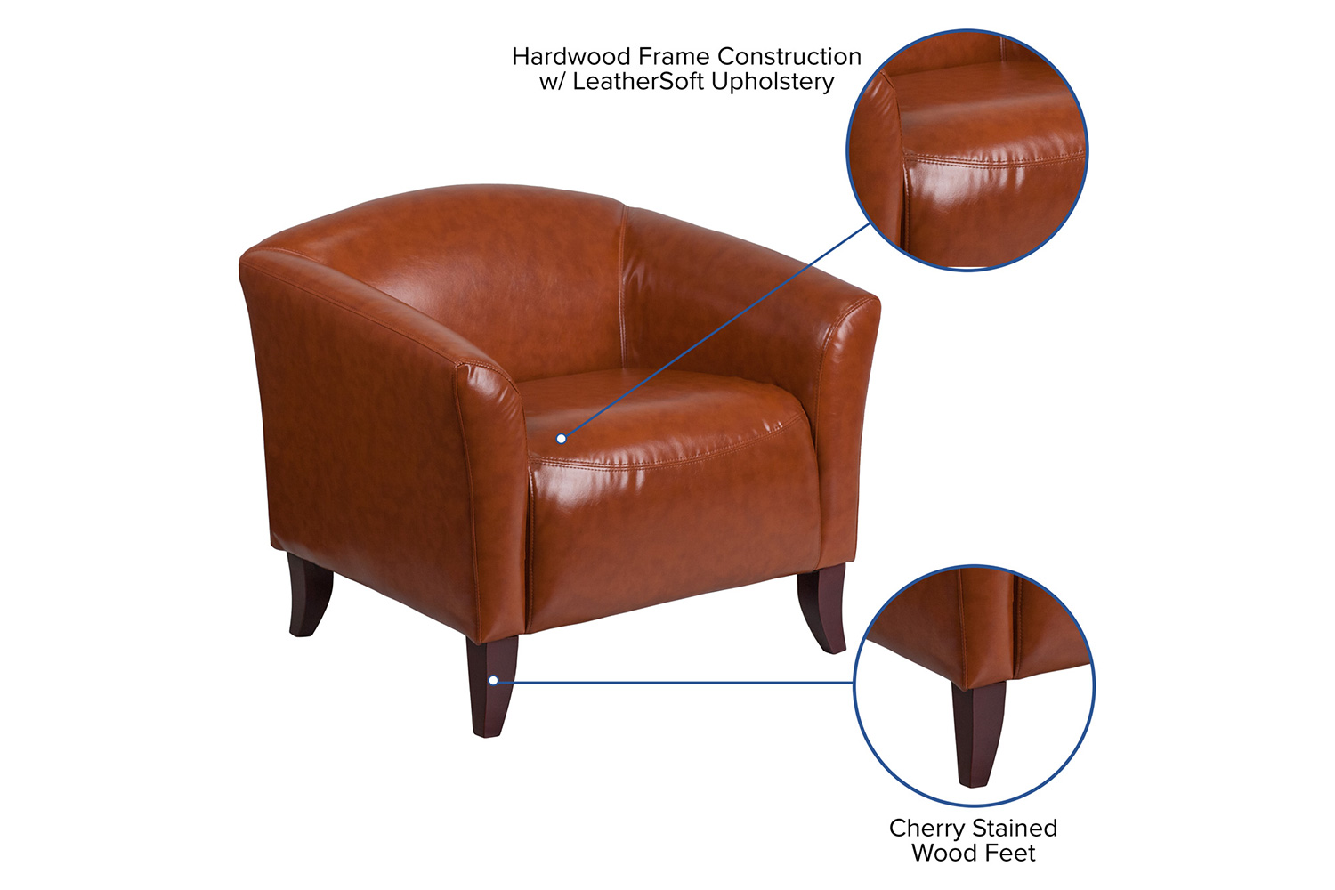 BLNK HERCULES Imperial Series LeatherSoft Chair - Cognac