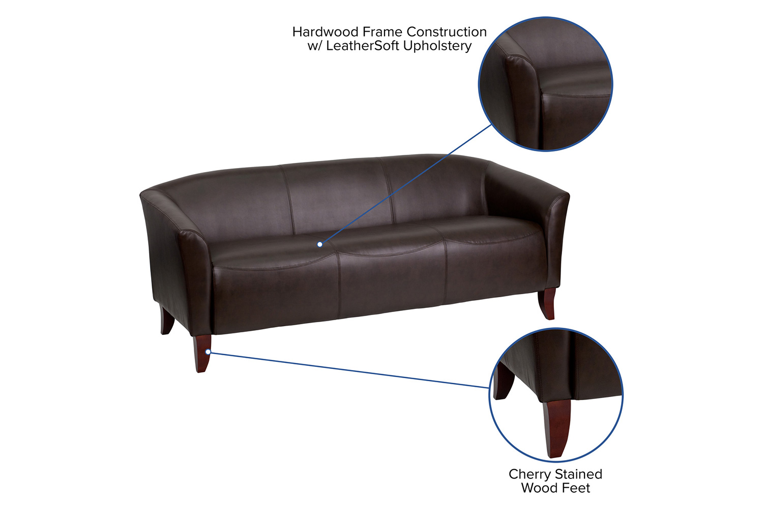 BLNK HERCULES Imperial Series LeatherSoft Sofa - Brown