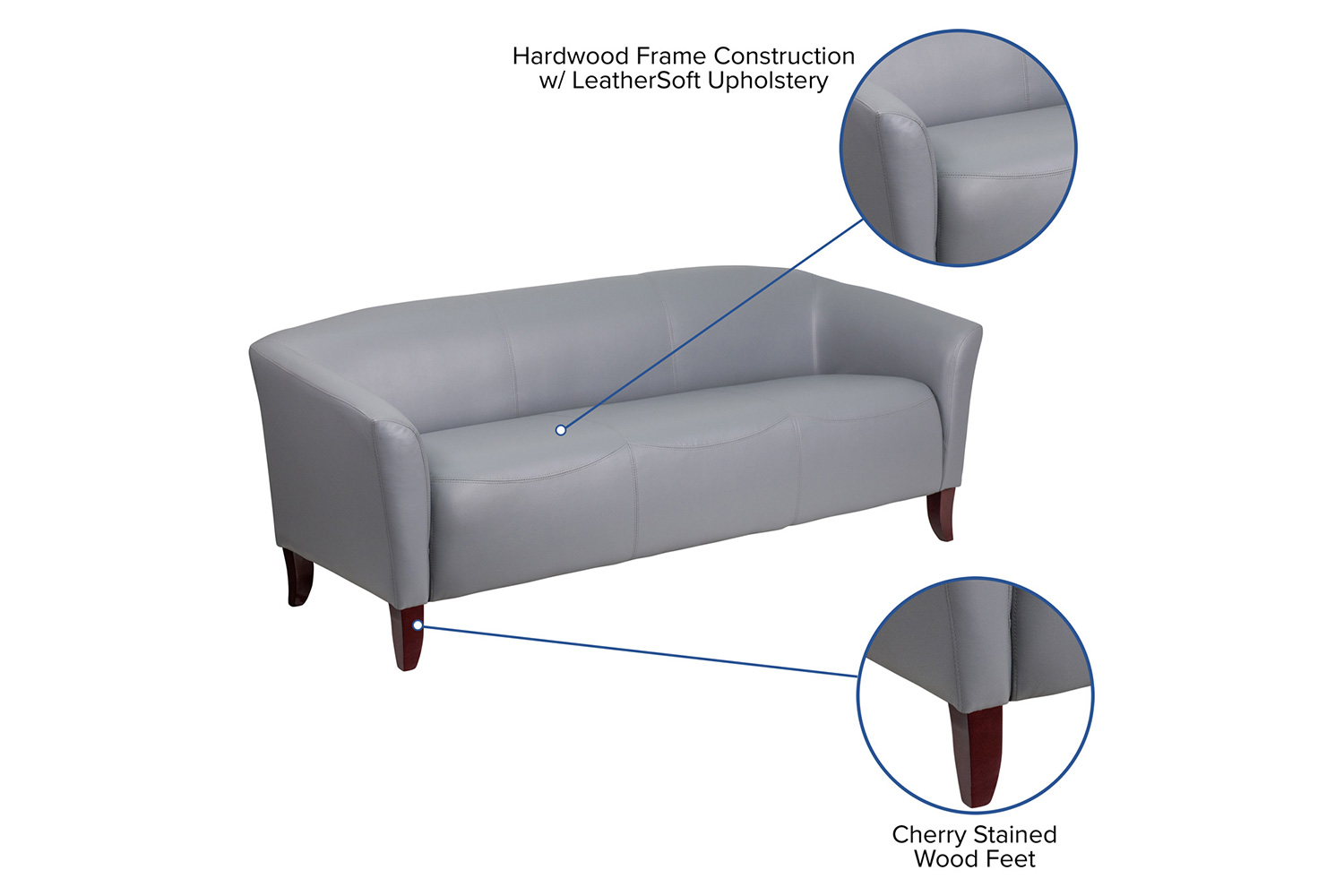 BLNK HERCULES Imperial Series LeatherSoft Sofa - Gray