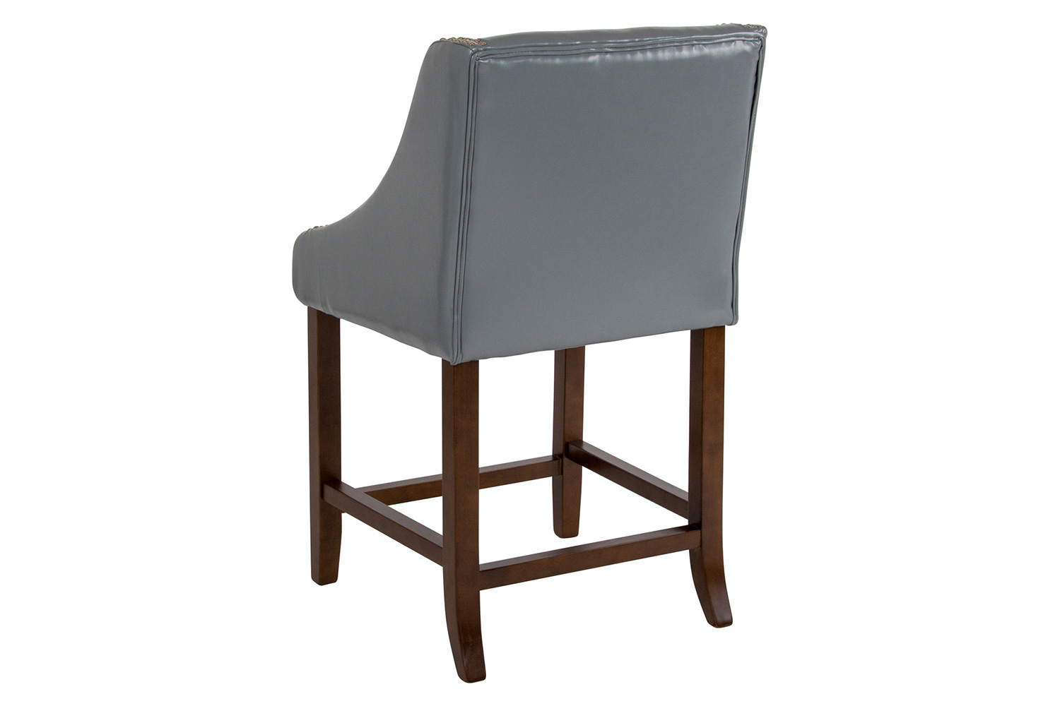 BLNK Carmel Series LeatherSoft Transitional Walnut Counter Height Stool with Nail Trim Set of 2 - Light Gray