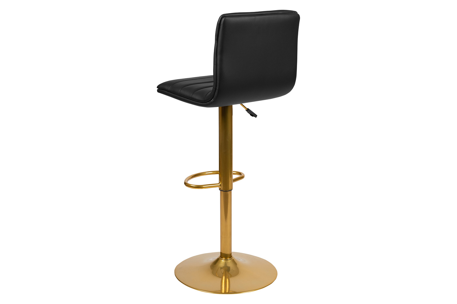BLNK Vincent Vinyl Adjustable Counter Height Swivel Bar Stool with Back and Gold Pedestal Base Set of 2 - Black
