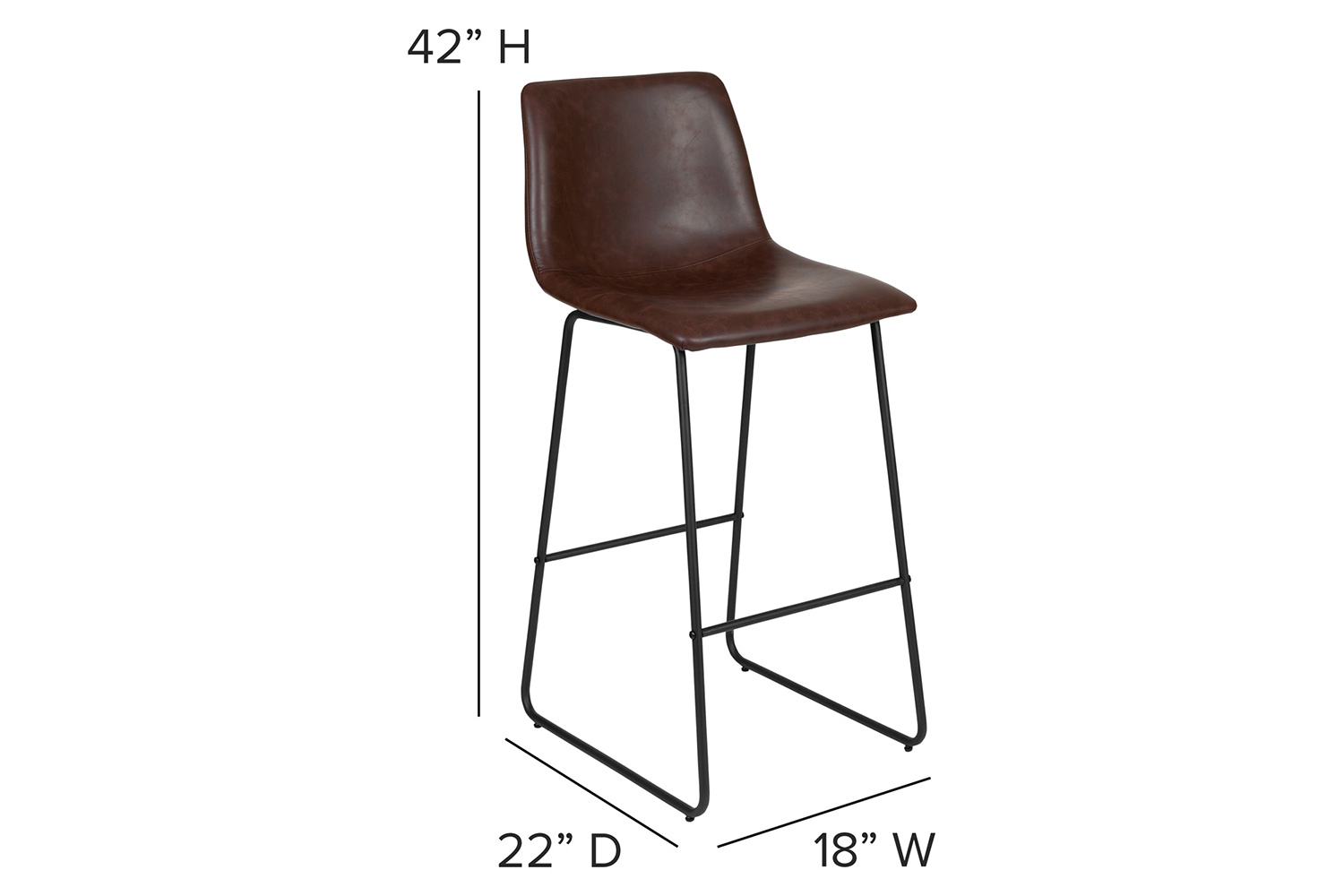 BLNK Reagan Commercial LeatherSoft Bar Height Bar Stools Set of 2 - Dark Brown