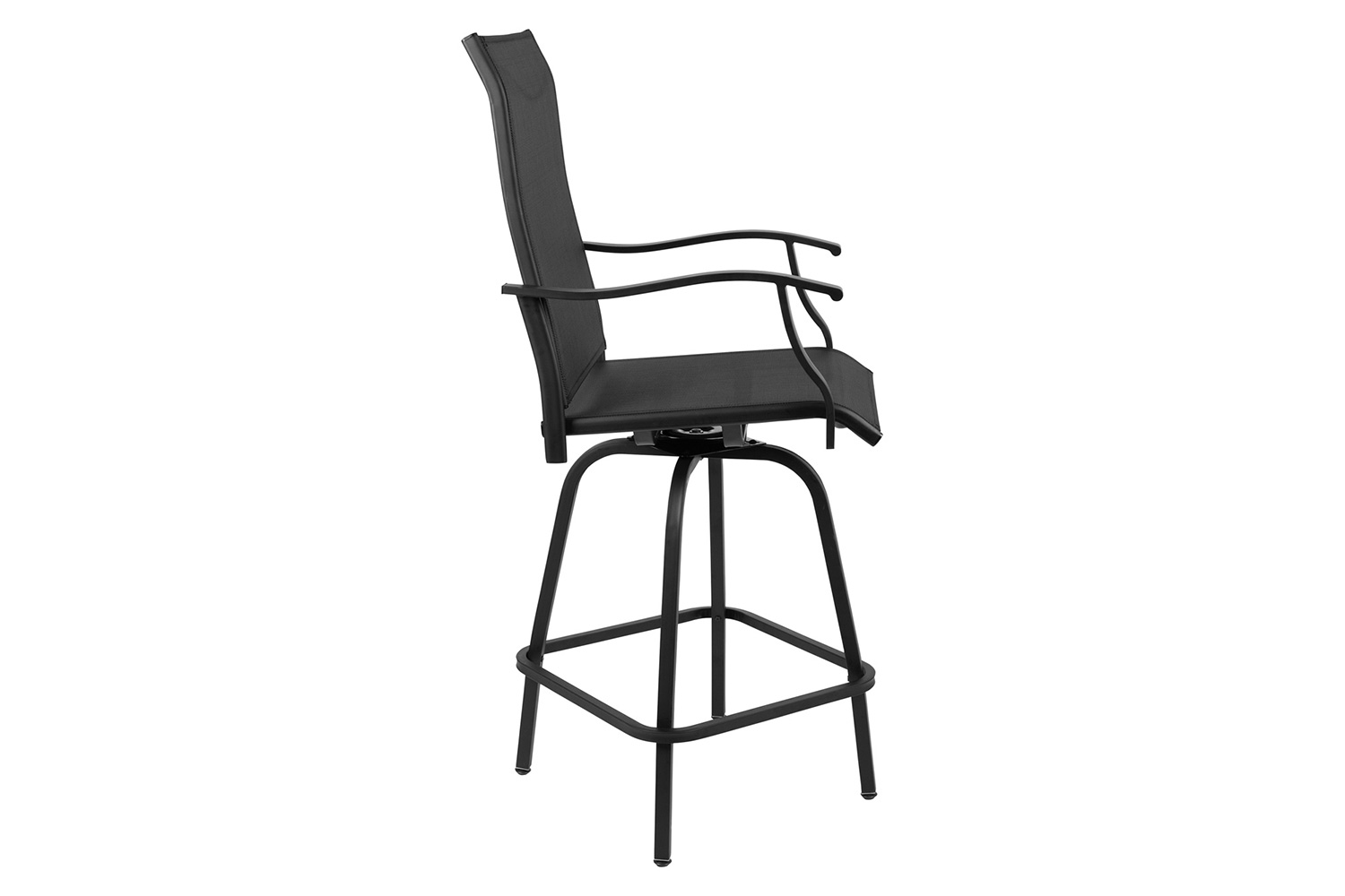 BLNK Valerie All-Weather Swivel Textilene Patio Bar Height Stools with High Back and Armrests Set of 2 - Black
