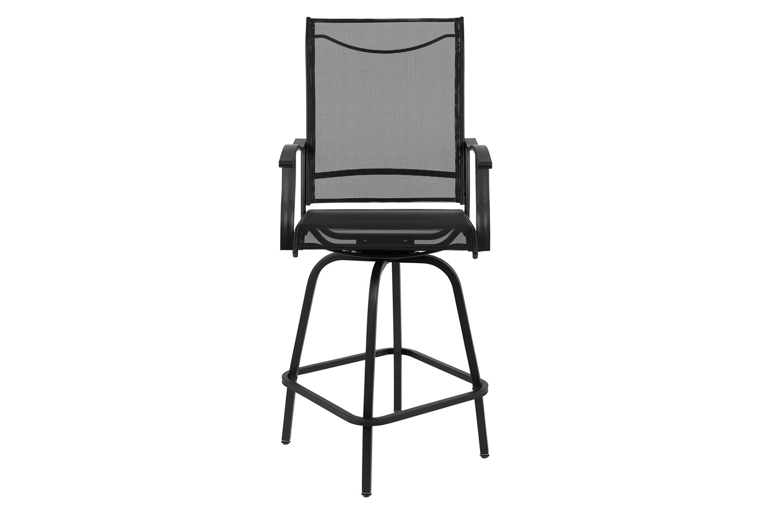 BLNK Valerie All-Weather Swivel Textilene Patio Bar Height Stools with High Back and Armrests Set of 2 - Black
