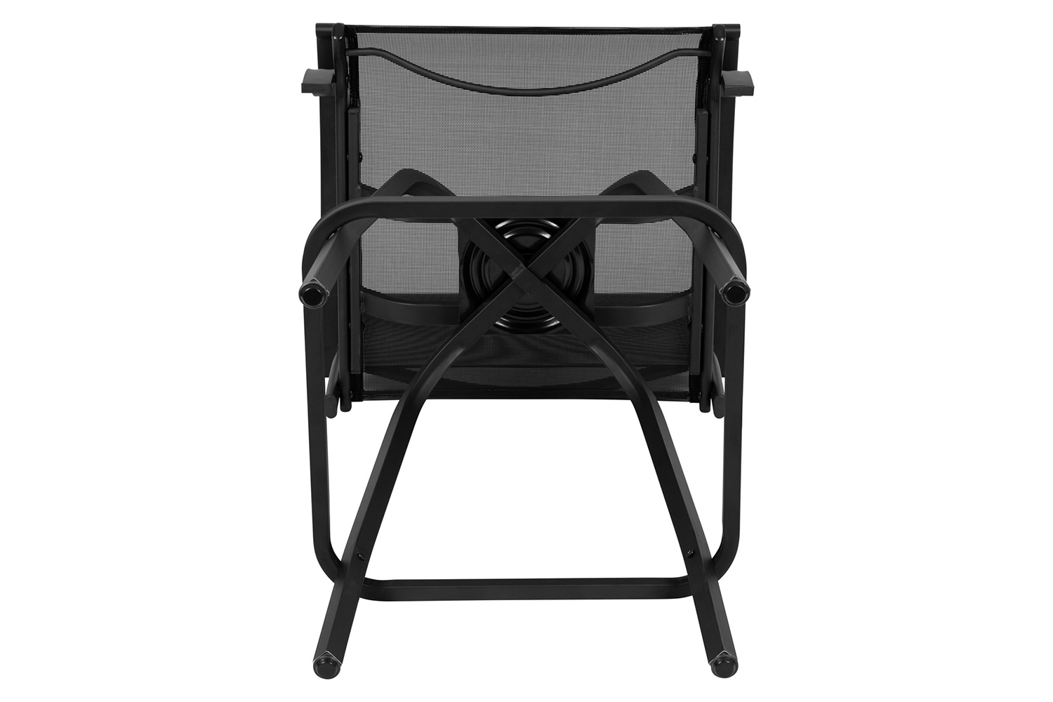 BLNK Valerie All-Weather Swivel Textilene Patio Bar Height Stools with High Back and Armrests Set of 2 - Black