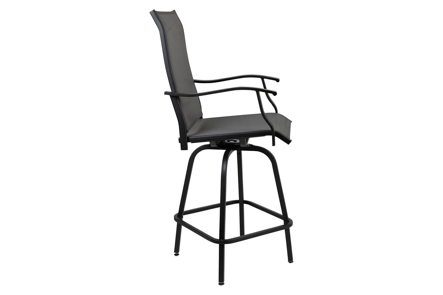 BLNK Valerie All-Weather Swivel Textilene Patio Bar Height Stools with High Back and Armrests Set of 2 - Gray