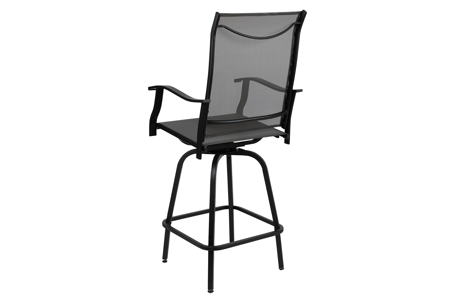 BLNK Valerie All-Weather Swivel Textilene Patio Bar Height Stools with High Back and Armrests Set of 2 - Gray