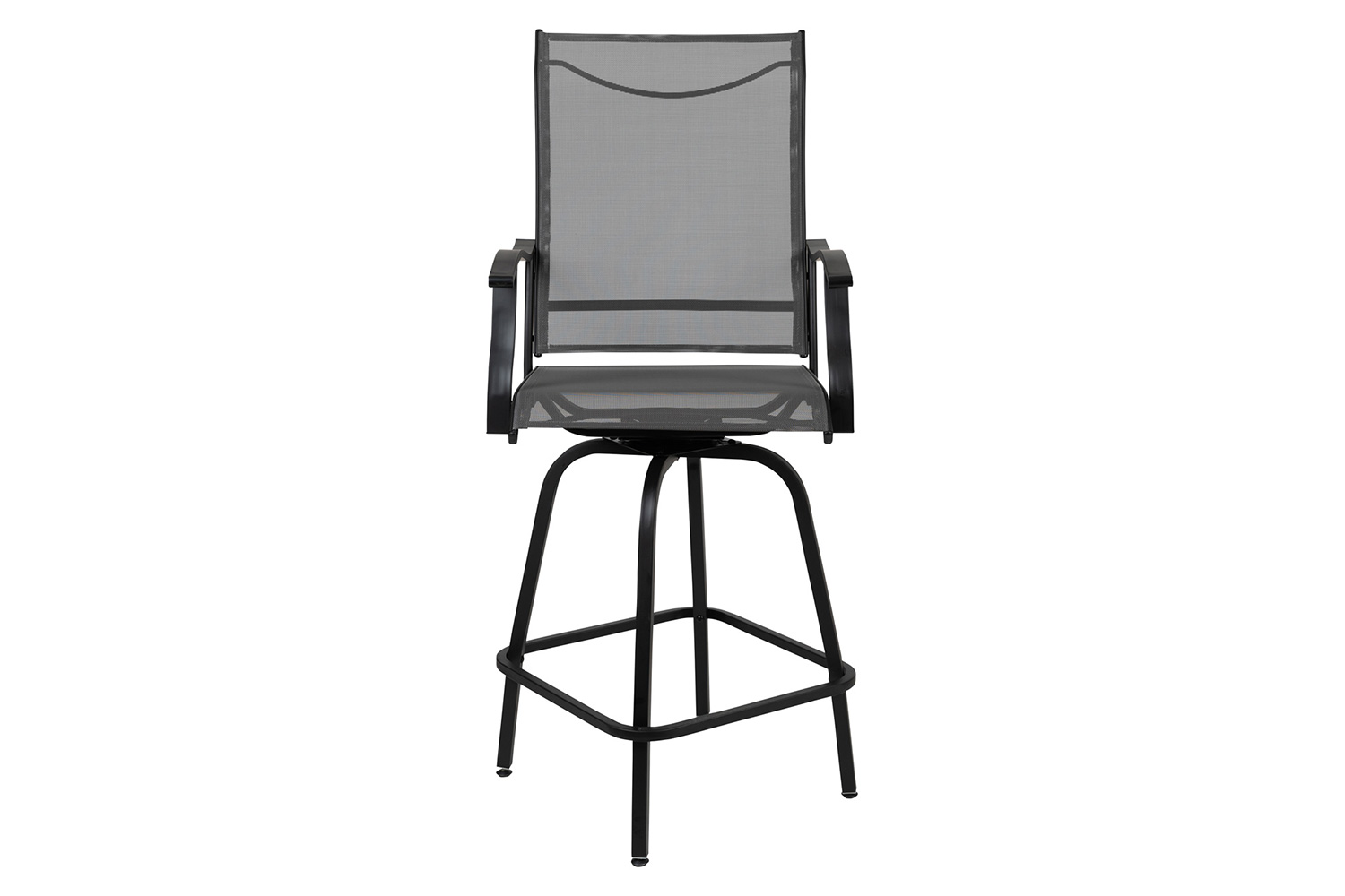 BLNK Valerie All-Weather Swivel Textilene Patio Bar Height Stools with High Back and Armrests Set of 2 - Gray