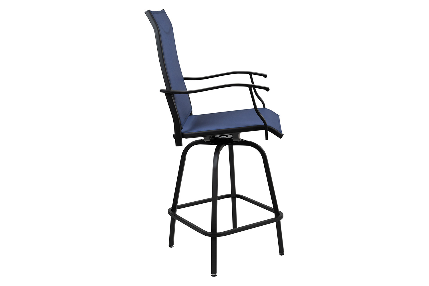 BLNK Valerie All-Weather Swivel Textilene Patio Bar Height Stools with High Back and Armrests Set of 2 - Navy